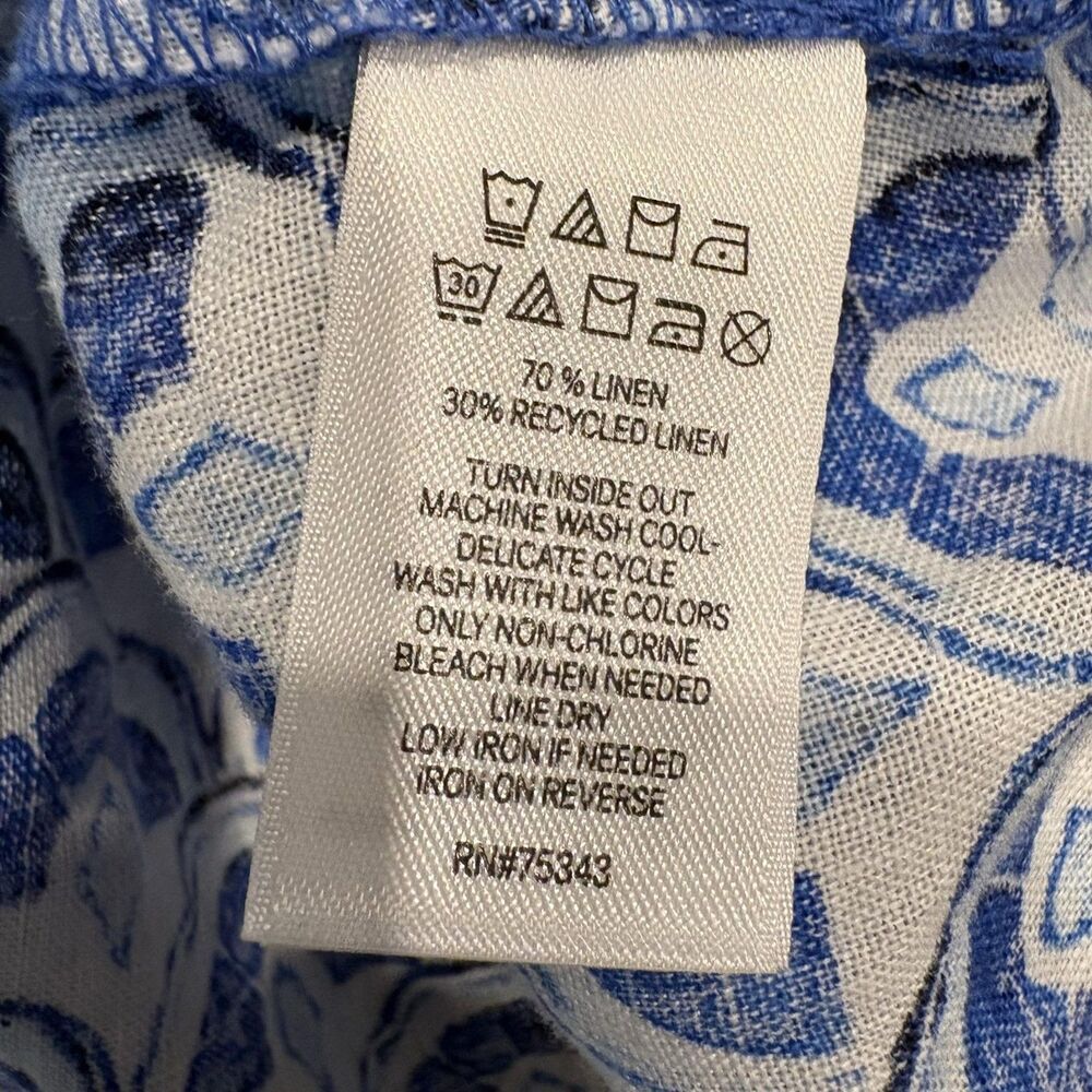 Sigrid Olsen Tunic Blouse Womens Small Blue Geometric V Neck 3/4 Sleeve Top - Picture 6 of 6